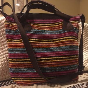 Bamboo Trading hand woven bag with suede trim NEW!